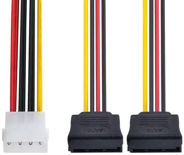 Alt view image 3 of 6 - Vszerda 15Pin Power Cable IDE 4pin Disk Power Male to Dual SATA Female Splitter Y 1 to 2 Extension Cable 12V+5V