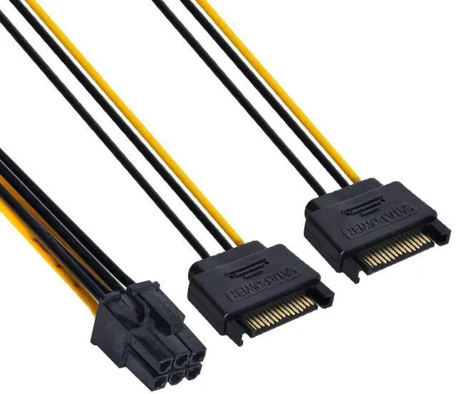 Alt view image 2 of 4 - Vszerda Dual SATA 15Pin Power to PCIE 6Pin Power Supply Adapter Converter Cable for EPS 12V Graphics Card