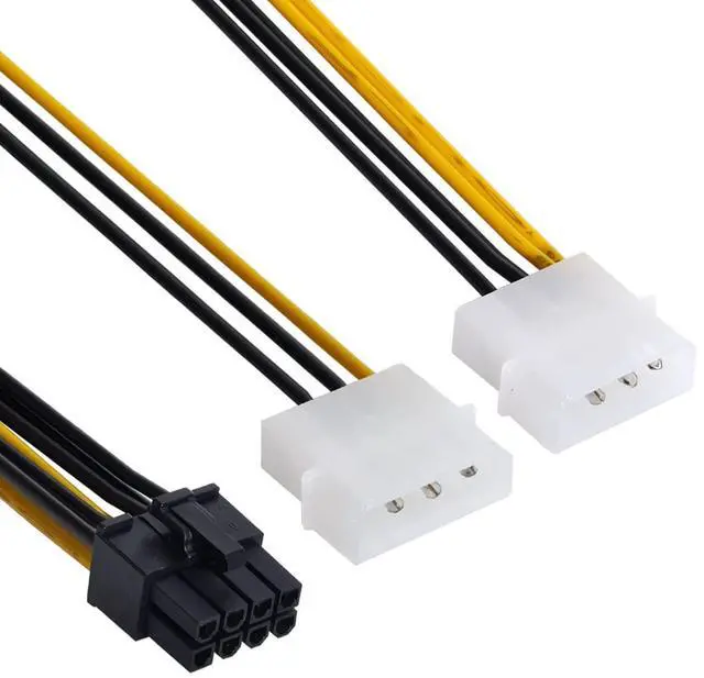 Alt view image 2 of 5 - Vszerda DC 12V Cable Dual 4Pin to PCIE 8P 6+2Pin Power Supply Adapter Converter Cable for EPS 12V Graphics Card 15cm