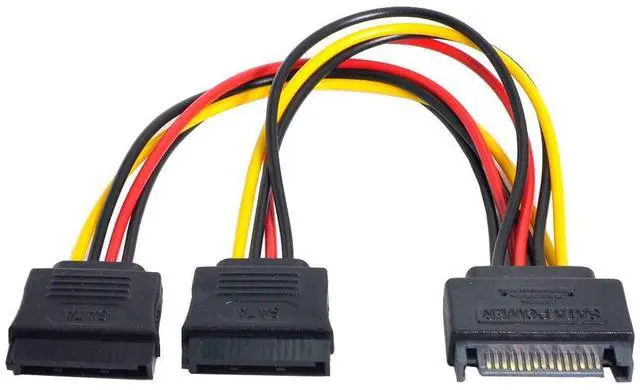 Main image of Vszerda 15Pin Power Cable SATA Disk Power Male to Dual Female Splitter Y 1 to 2 Extension Cable 12V+5V