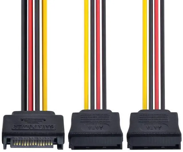 Alt view image 2 of 5 - Vszerda 15Pin Power Cable SATA Disk Power Male to Dual Female Splitter Y 1 to 2 Extension Cable 12V+5V