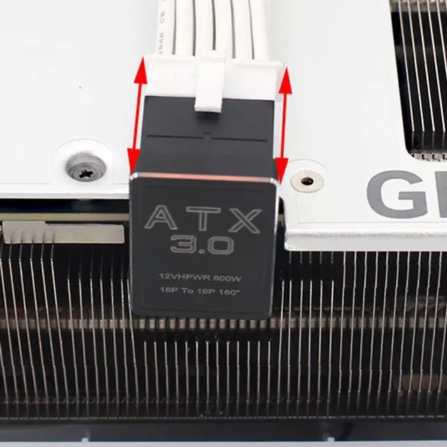 Alt view image 7 of 7 - Vszerda Adapter 12VHPWR ATX3.0 PCI-E 5.0 Power Modular Adapter 12+4Pin to 12+4 16Pin Down Angled 360 Degree Opposite U Shape Back Angled for 4080 5090TI 16Pin 12+4P Graphics Card