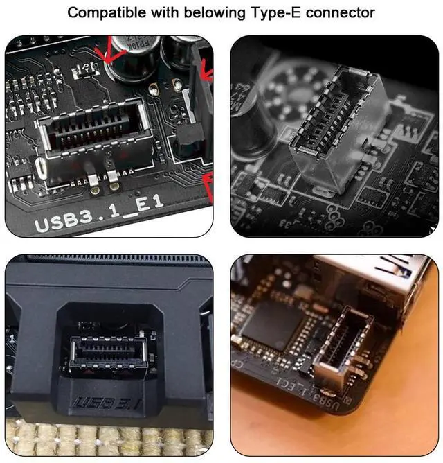 Alt view image 4 of 7 - Vszerda Adapter 20pin Type-E Male to Type-E USB 3.1 Front Panel Header Female Motherboard Extension Data Adapter 90 Degree Angled