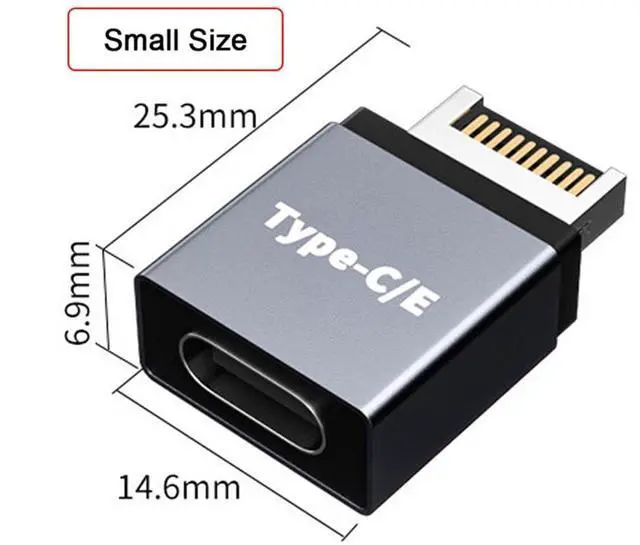 Alt view image 4 of 7 - Vszerda Adapter USB 3.1 Front Panel Header Male Type-E to Type-C USB-C Female Motherboard Extension Data Adapter
