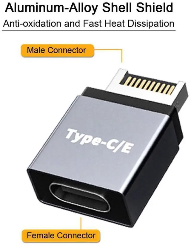 Alt view image 7 of 7 - Vszerda Adapter USB 3.1 Front Panel Header Male Type-E to Type-C USB-C Female Motherboard Extension Data Adapter