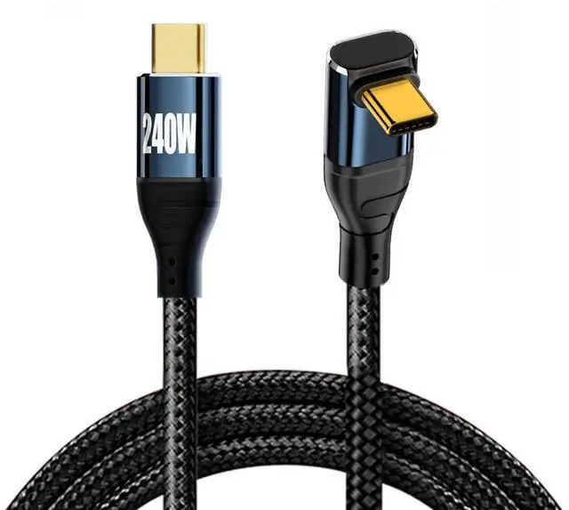 Alt view image 7 of 7 - Vszerda Cable USB-C 240W Type-C Male to Male Cable Up Down Angled Connector 48V 5A Compatible with USB2.0 480Mbps 100W Charging for Laptop Tablet Phone 3M