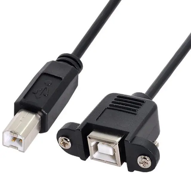 Main image of Vszerda USB Type-B Male to Female Extension Cable 50cm Straight Type with Screws Panel Mount for Printer Scanner Disk