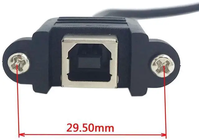 Alt view image 2 of 6 - Vszerda USB Type-B Male to Female Extension Cable 50cm Straight Type with Screws Panel Mount for Printer Scanner Disk
