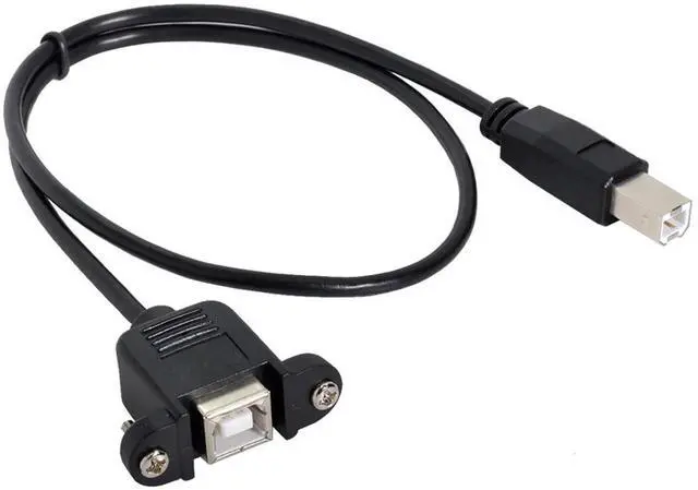 Alt view image 3 of 6 - Vszerda USB Type-B Male to Female Extension Cable 50cm Straight Type with Screws Panel Mount for Printer Scanner Disk