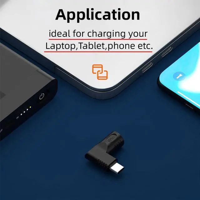 Alt view image 5 of 7 - Vszerda Adapter DC 20V Jack 4.0x1.3mm Input to USB-C Type-C Output 90 Degree Right Angled Power Plug Charge Adapter 65W