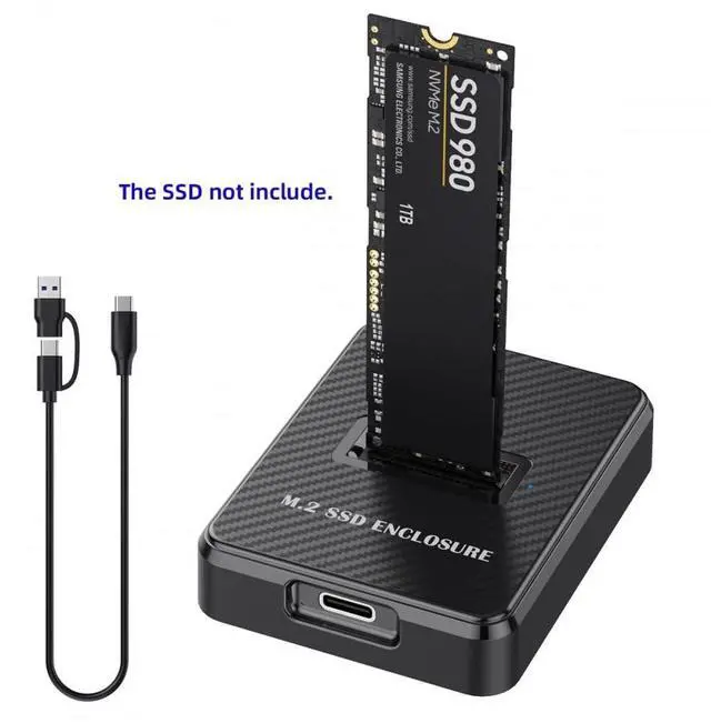 Alt view image 2 of 7 - Vszerda USB 3.0 USB-C Type-C to NVME M-Key M.2 NGFF SATA SSD Docking Vertical External PCBA Case Enclosure RTL9210B Chipset