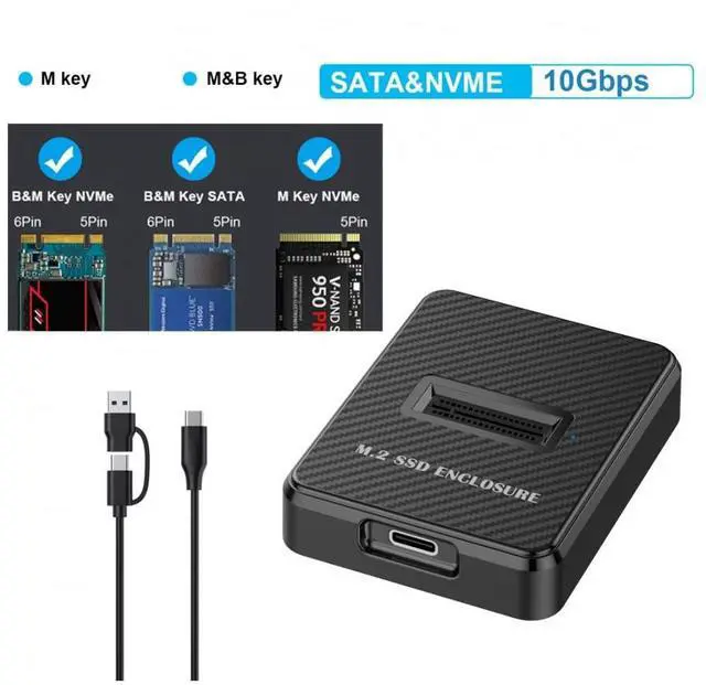 Alt view image 4 of 7 - Vszerda USB 3.0 USB-C Type-C to NVME M-Key M.2 NGFF SATA SSD Docking Vertical External PCBA Case Enclosure RTL9210B Chipset