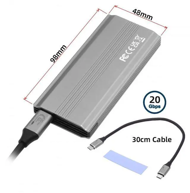 Alt view image 7 of 7 - Vszerda Type-C USB3.2 USB4 20Gbps to M-Key M.2 NGFF NVME SATA SSD PCBA Enclosure 2280/2242/2260mm RTL9220