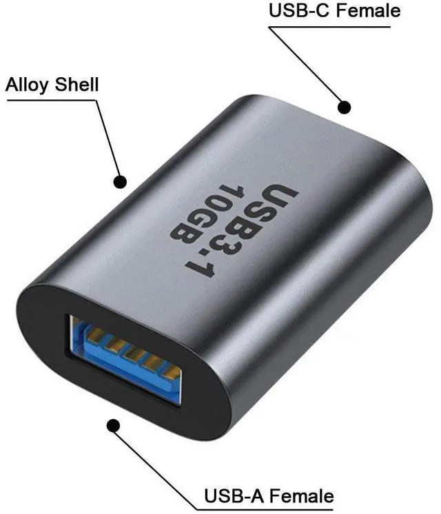 Alt view image 2 of 6 - Vszerda Adapter USB-C USB 3.1 Type C Female to USB 3.0 A Female Data Adapter 10Gbps Data Power for Laptop Tablet Phone