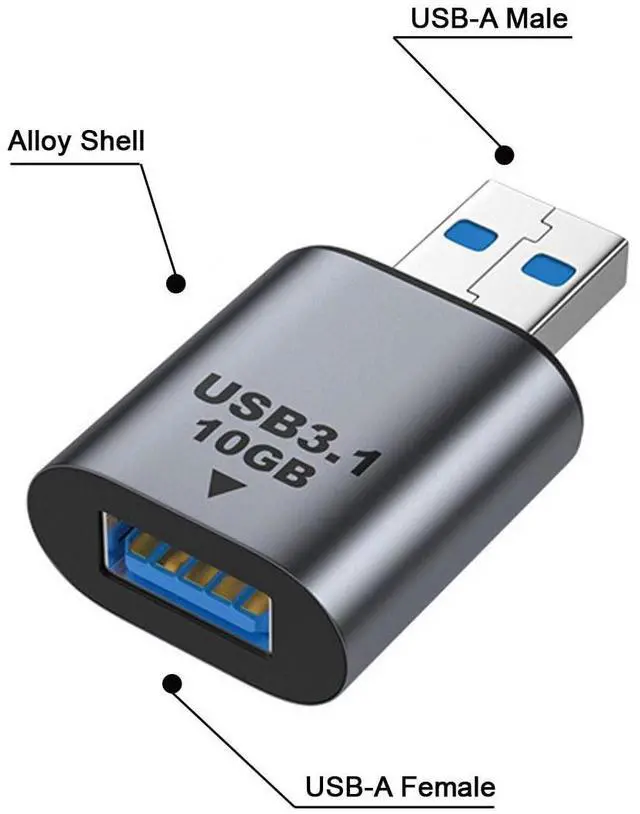 Alt view image 2 of 6 - Vszerda Adapter USB 3.0/3.1 Type A Female to USB 3.0/3.1 A Male Data Adapter 10Gbps Extension for Laptop Desktop