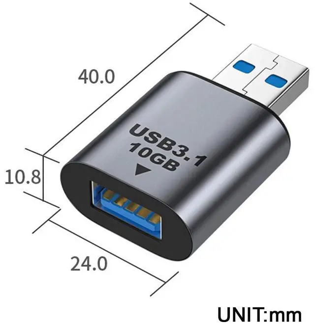 Alt view image 4 of 6 - Vszerda Adapter USB 3.0/3.1 Type A Female to USB 3.0/3.1 A Male Data Adapter 10Gbps Extension for Laptop Desktop
