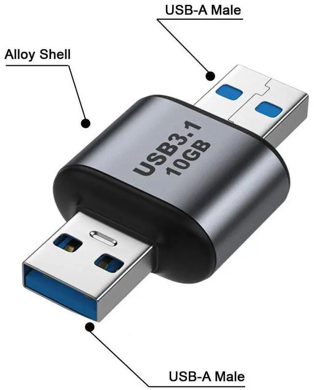 Alt view image 3 of 7 - Vszerda Adapter USB 3.0/3.1 Type A Male to USB 3.0/3.1 A Male Data Adapter 10Gbps Extension for Laptop Desktop