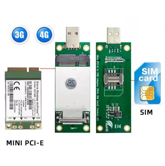 Alt view image 3 of 7 - Vszerda Adapter Mini PCI-E Wireless WWAN to USB Adapter Card with SIM Card Slot Module Testing Tools for 3G/4G/5G LTE Wireless Module Modem Card