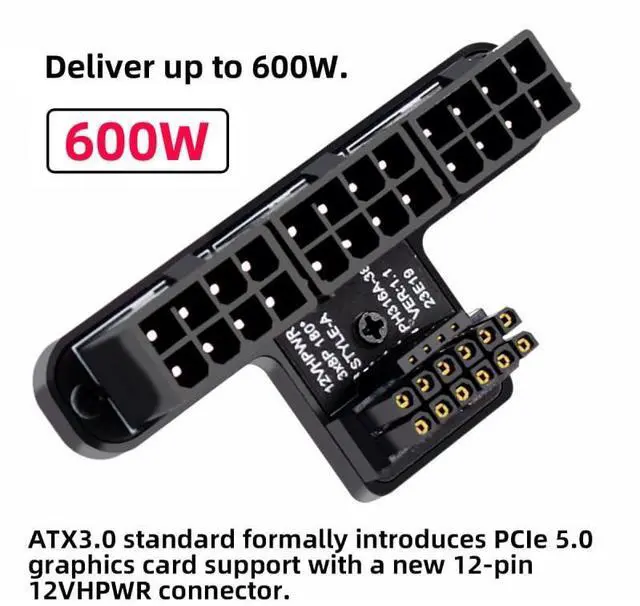 Alt view image 3 of 6 - Vszerda Adapter 12VHPWR ATX3.0 PCI-E 5.0 Power Modular to Three ATX 8P Adapter for 4080 5090TI 16Pin 12+4P Graphics Card (Down Angled 90 Degree)