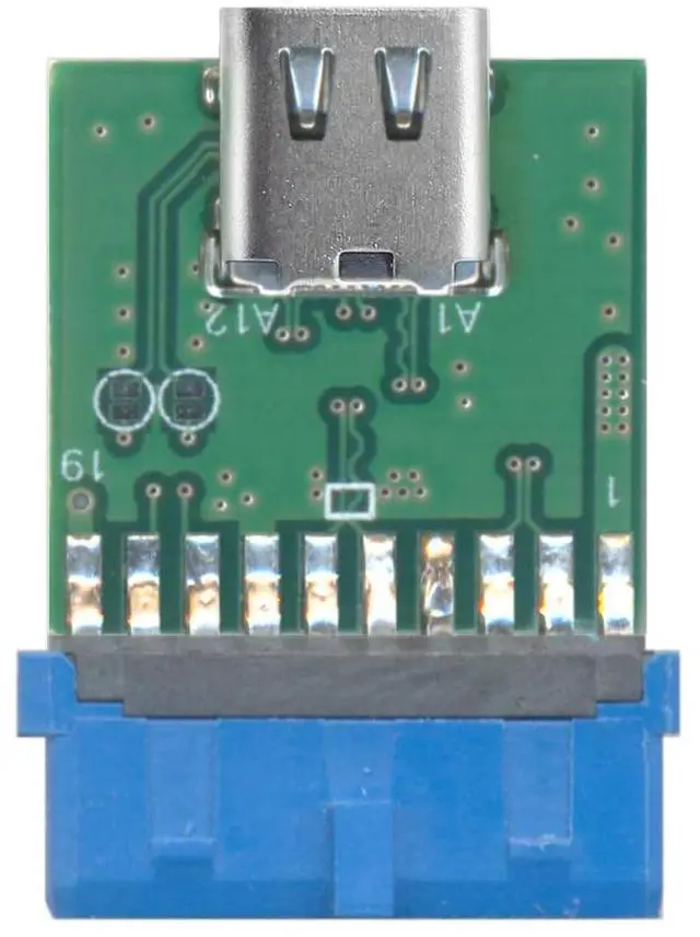 Main image of Vszerda USB 3.1 Type C to USB 3.0 Motherboard Adapter, 19/20 Pin Header, 5Gbps, Green