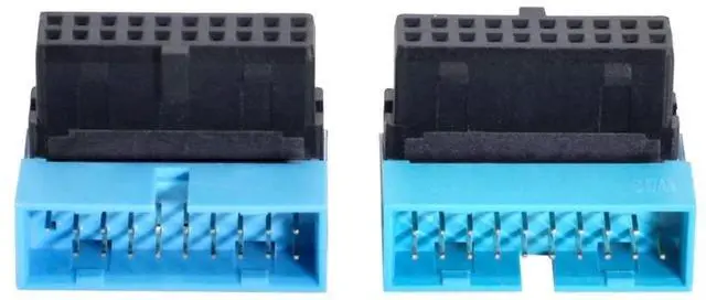 Main image of Vszerda Adapter 2pcs/lot Up & Down Angled USB 3.0 20Pin 19Pin Male to Female Extension Adapter 90 Degree