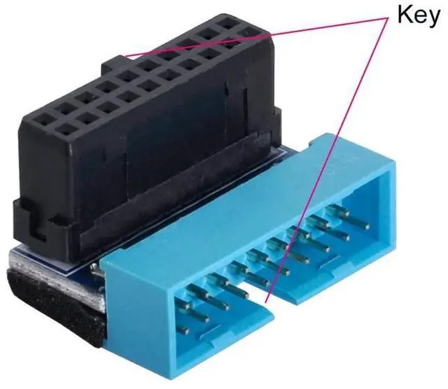 Alt view image 6 of 7 - Vszerda Adapter 2pcs/lot Up & Down Angled USB 3.0 20Pin 19Pin Male to Female Extension Adapter 90 Degree