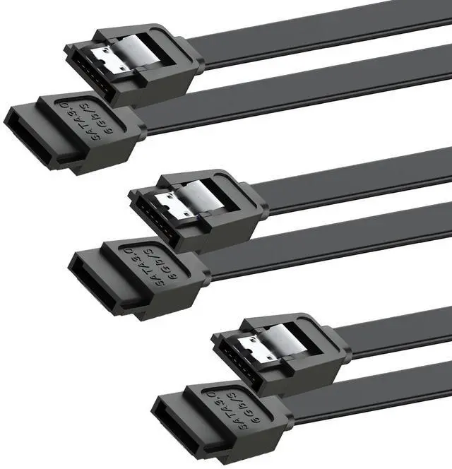 Main image of BUCIER SATA Cable III for SSD HDD Data,3 PCS 6Gbps Straight Angle 15 Inch Sata Data Cable Compatible for SATA Hard Drive CD Driver, CD Writer,Black