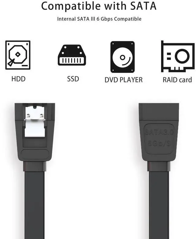 Alt view image 3 of 7 - BUCIER SATA Cable III for SSD HDD Data,3 PCS 6Gbps Straight Angle 15 Inch Sata Data Cable Compatible for SATA Hard Drive CD Driver, CD Writer,Black