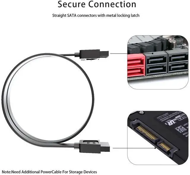 Alt view image 7 of 7 - BUCIER SATA Cable III for SSD HDD Data,3 PCS 6Gbps Straight Angle 15 Inch Sata Data Cable Compatible for SATA Hard Drive CD Driver, CD Writer,Black