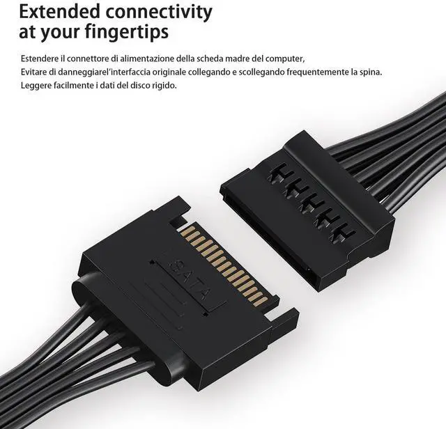 Alt view image 5 of 7 - BUCIER sata Power Splitter Cable 6 Way, 15 Pin SATA to 6 for HDDSSDOptical Drives, sata Power Connector Supply Extension Cable, Black