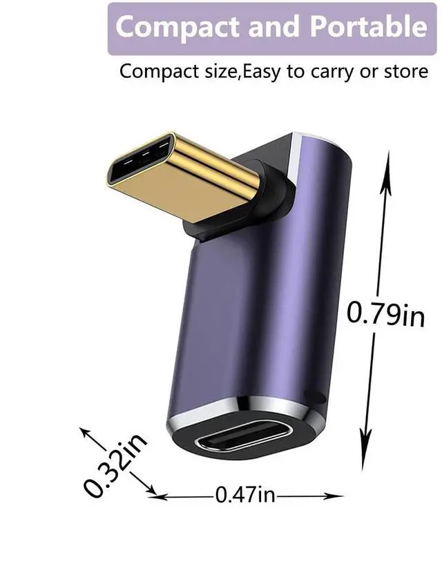 Alt view image 6 of 6 - Vszerda USB C 90 Degree Adapter,USB C Right Angle Adapter with 40 Gbps PD 240W 8K@60hz Video Charge,Compatible for MacBook Pro/Air,Steam Deck,Switch,VR and More Type C Devices (A-2PCS)