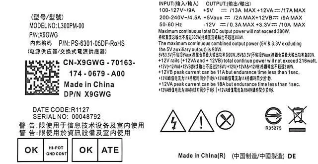 Alt view image 6 of 6 - 300W L300PM-00 New Power Supply Replacement for dell Optiplex 3010 7010 9010 Inspiron 3847 570 560 300 Precision T1500 T6100 T1650 Vostro 400 PS-6301-05DF X9GWG Mini Towers MT Systems