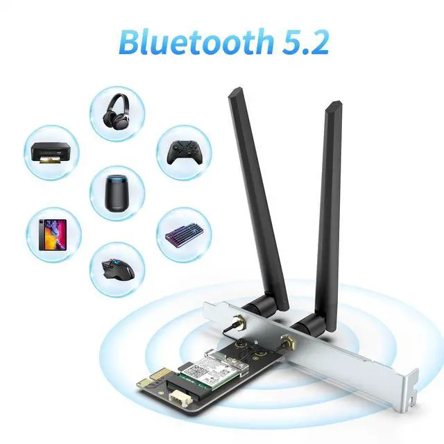 Alt view image 3 of 7 - WiFi 6 PCIe Card for Desktop, Bluetooth 5.2, AX200NGW chip, Dual Band Wireless Adapter with MU-MIMO, OFDMA,Ultra-Low Latency, Supports Windows 11/10 (64bit)