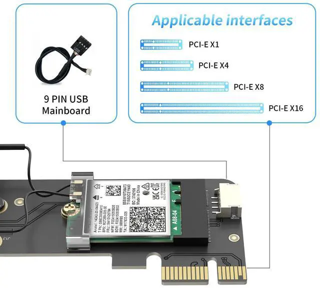 Alt view image 5 of 7 - WiFi 6 PCIe Card for Desktop, Bluetooth 5.2, AX200NGW chip, Dual Band Wireless Adapter with MU-MIMO, OFDMA,Ultra-Low Latency, Supports Windows 11/10 (64bit)
