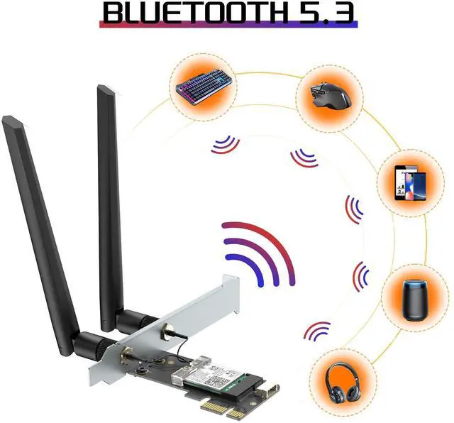 Alt view image 3 of 7 - WiFi 6E AX210 PCIe WiFi Network Card BT5.3 for Desktop PC, Tri-Band 6Ghz/5.8GHz/2.4GHz Wireless Adapter with AX210ngw chip, MU-MIMO, WPA3, OFDMA, Low-Profile Bracket, Support Windows 11/10(64Bit)