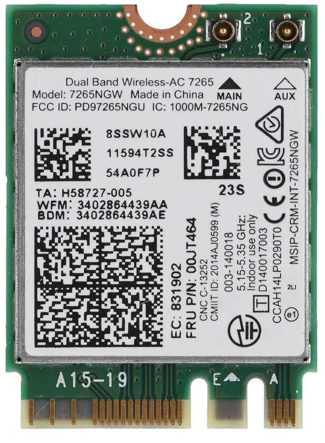 Main image of AC 7265 Network Adapter, Dual Band 2.4G/5Ghz Bluetooth Network Card with NGFF M2 Interface, 802.11 a/b/g/n/ac