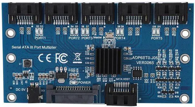 Alt view image 7 of 7 - SATA3.0 1 to 5 Hard Disks Multiplier Adapter Converter Motherboard 6Gbps Interface Riser Support PM, JMICRON, ADP6ST0 J05, ADP6ST0 J02