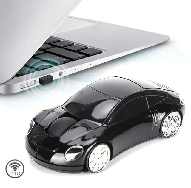 Alt view image 2 of 7 - Vszerda 2.4G Wireless Mouse, Cute Car Mouse with USB Reciver, 1600DPI Optical Mice for PC Computer Laptop Tablet, with LED Light (Black)