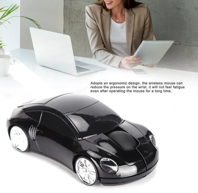 Alt view image 3 of 7 - Vszerda 2.4G Wireless Mouse, Cute Car Mouse with USB Reciver, 1600DPI Optical Mice for PC Computer Laptop Tablet, with LED Light (Black)