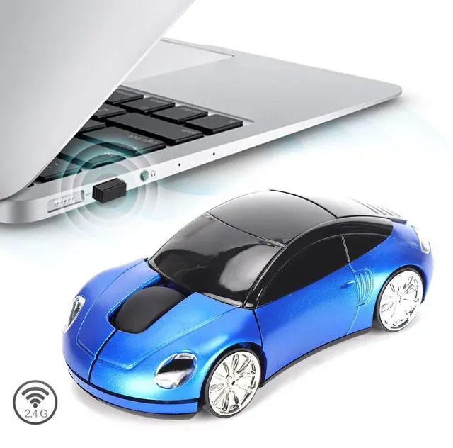 Alt view image 2 of 7 - Vszerda 2.4G Wireless Mouse, Cute Car Mouse with USB Reciver, 1600DPI Optical Mice for PC Computer Laptop Tablet, with LED Light (Blue)