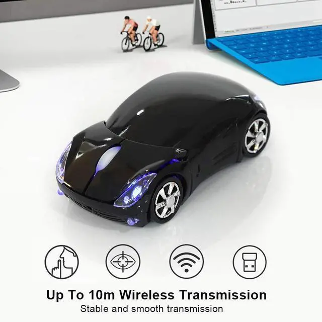 Alt view image 2 of 7 - Vszerda 2.4G Wireless Mouse Car Mouse with USB Reciver 1600DPI Optical Mouse for PC Computer Laptop Tablet, High Precision Cute Mouse for Win XP/Vista/Win7/ME/2000/for Mac OS (Black)