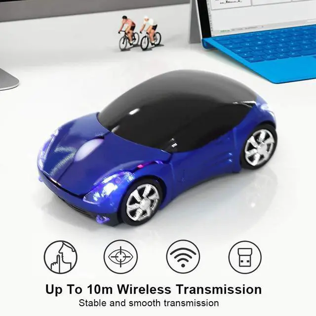 Alt view image 2 of 7 - Vszerda 2.4G Car Mouse with USB Reciver 1600DPI Optical Mouse for PC Computer Laptop Tablet, High Cute Mouse for XP/Win7/ME/2000/for OS (Blue)