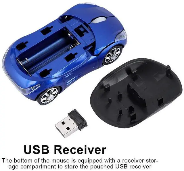 Alt view image 5 of 7 - Vszerda 2.4G Car Mouse with USB Reciver 1600DPI Optical Mouse for PC Computer Laptop Tablet, High Cute Mouse for XP/Win7/ME/2000/for OS (Blue)