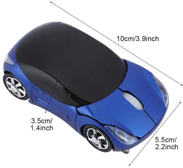 Alt view image 7 of 7 - Vszerda 2.4G Car Mouse with USB Reciver 1600DPI Optical Mouse for PC Computer Laptop Tablet, High Cute Mouse for XP/Win7/ME/2000/for OS (Blue)