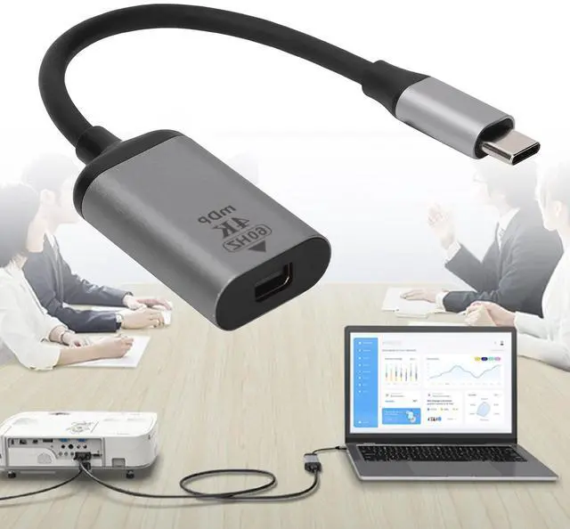 Alt view image 3 of 7 - Vszerda USB C to Mini DisplayPort Converter, Support 4K 60HZ, Portable Type C to Mini DP Adaptor for Phone Laptop to UHD TVs, Projectors, A/V Receivers, etc