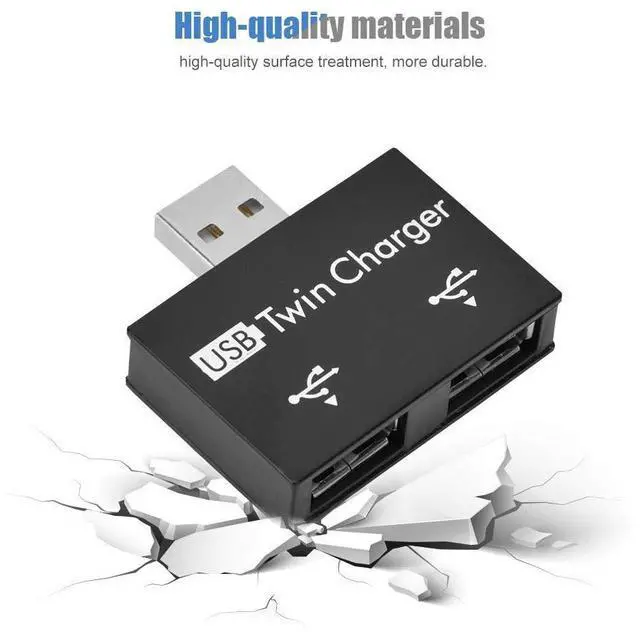 Alt view image 4 of 7 - Vszerda Mini Hub USB2.0 Male to 2-Port USB Twin Charger Splitter Adapter Converter Kit for Mobile Phone/Laptop (Black)