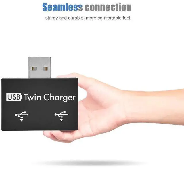 Alt view image 5 of 7 - Vszerda Mini Hub USB2.0 Male to 2-Port USB Twin Charger Splitter Adapter Converter Kit for Mobile Phone/Laptop (Black)