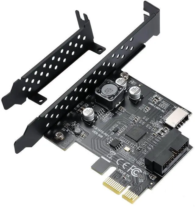 Main image of Vszerda PCI-E 1X to USB 3.2 GEN1 5Gbps 20pin Front Panel Header (to Type-c Front Panel Header) + USB 3.0 19Pin Socket Expansion Card,Type-E Internal 20-pin Front Panel Connector Riser Card