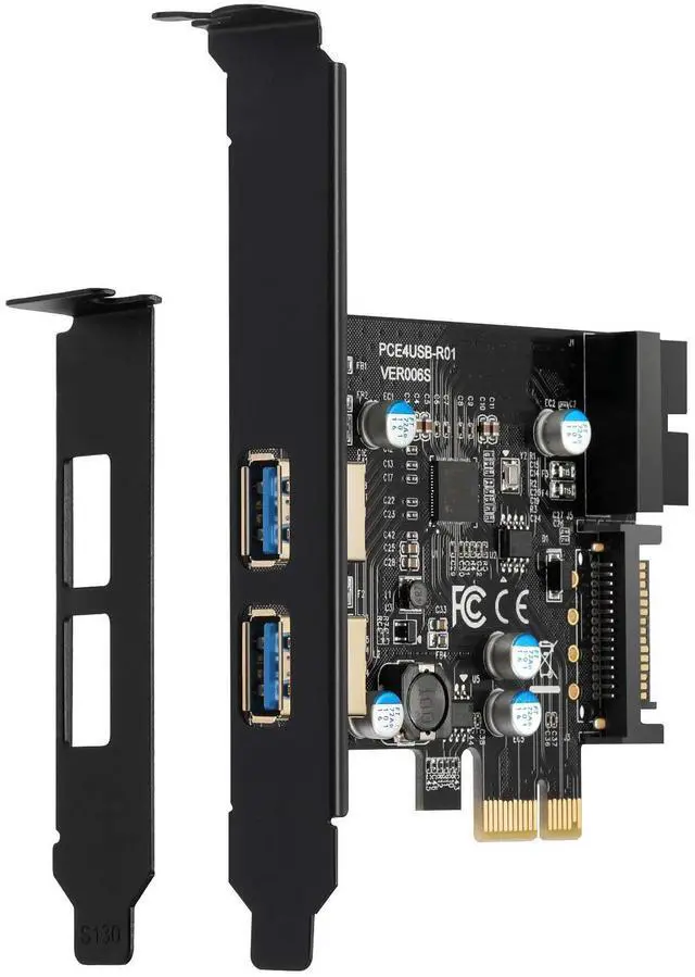 Main image of Vszerda PCI-E to USB 3.2 Gen 1 Card 5Gbps Dual USB-A Ports Expansion Card with 20PIN Front Panel Header USB Card,PCI Express Card with 15-Pin SATA Power Connector.