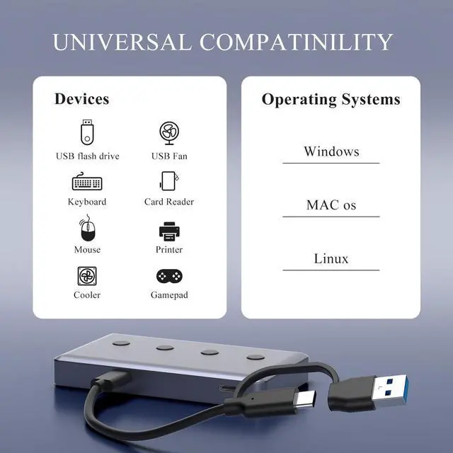 Alt view image 4 of 7 - USB3.2 USB Port hub, 6-Port USB Hub, USB A/Type-C Splitter with USB C Power Port,10 Gbps Data Transfer USB hub for pc, HDD,Flash Drive, Keyborad and More...